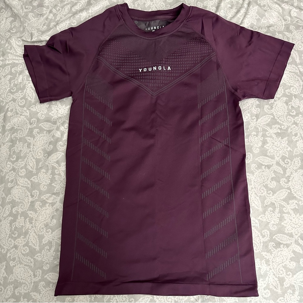 Purple Superhero Compression Tee from YoungLA